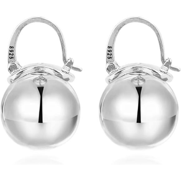 ilver Pearl Drop Earrings | 12mm Round Pearl with Platinum Plated Leverback - Picture 2 of 2